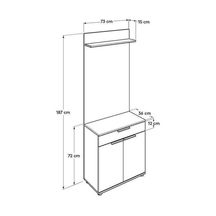 Hanah Home Soporte de Pasillo Blanco con Cajón y Estantes Hanah Home Soporte de Pasillo Blanco con Cajón y Estantes